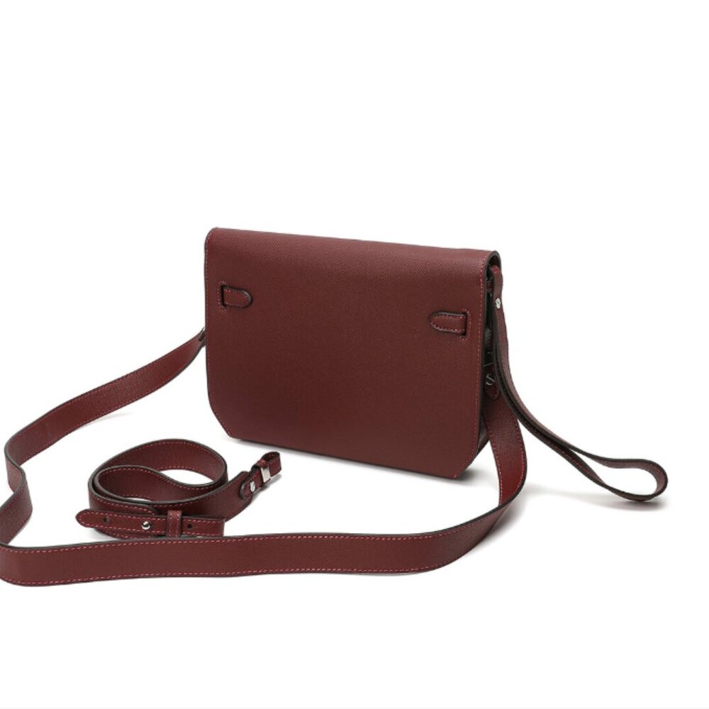 TIFFANY & FRED PARIS SAFFIANO LEATHER TWO-WAY MESSENGER BAG BURGUNDY - Picture 3 of 5